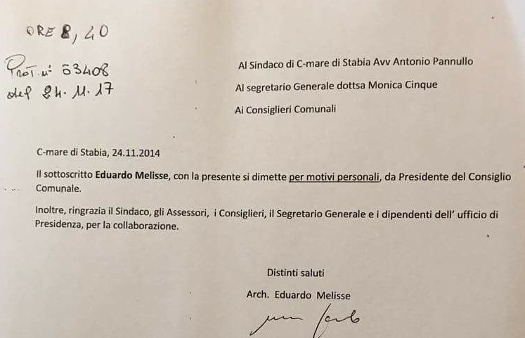 Lettera dimissioni Melisse